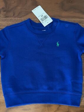 Ralph Lauren Toddler Royal Blue Crewneck Sweatshirt with Green Pony